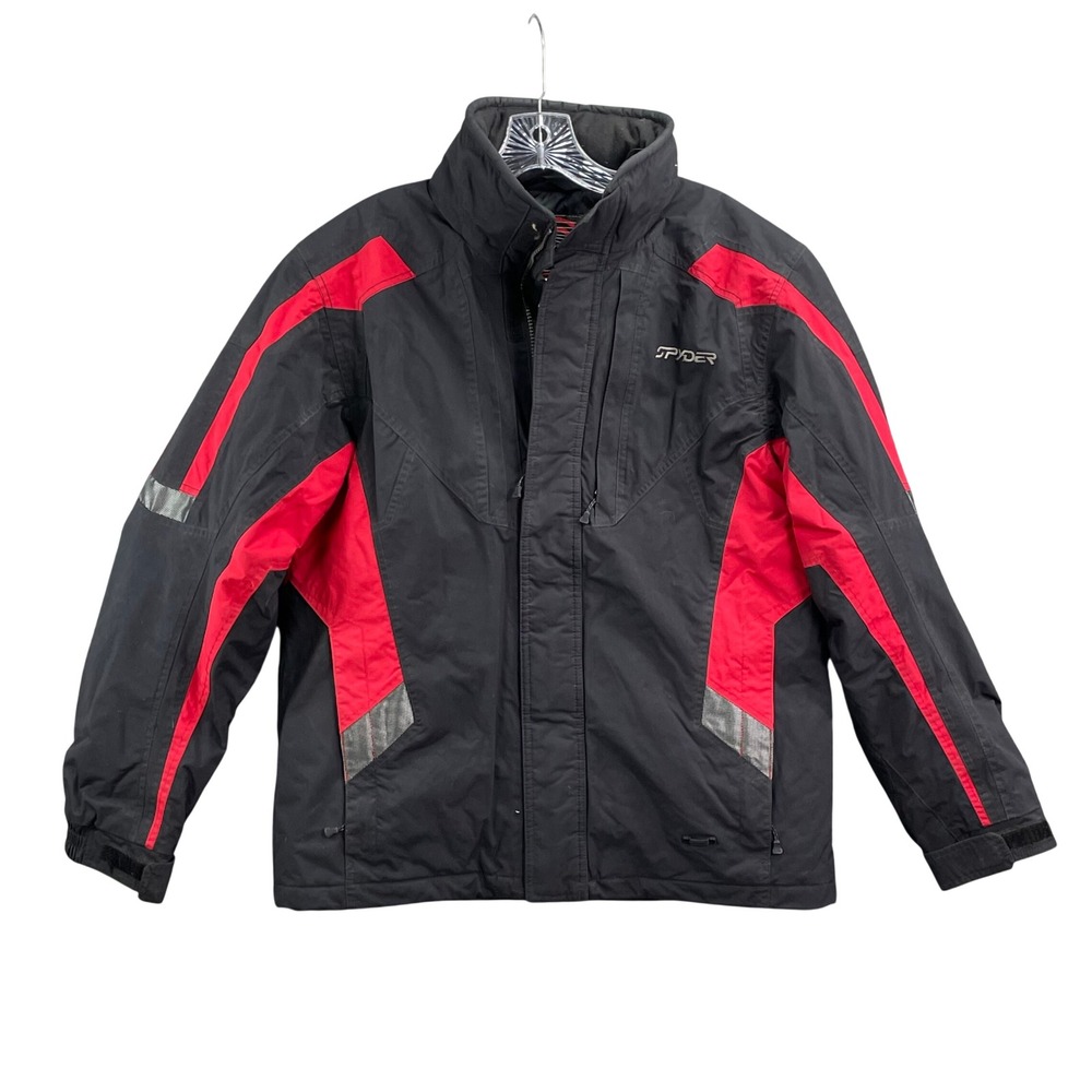 Spyder Ski Jacket Mens Medium Black Red Technical Winter Coat Snowboard Travel